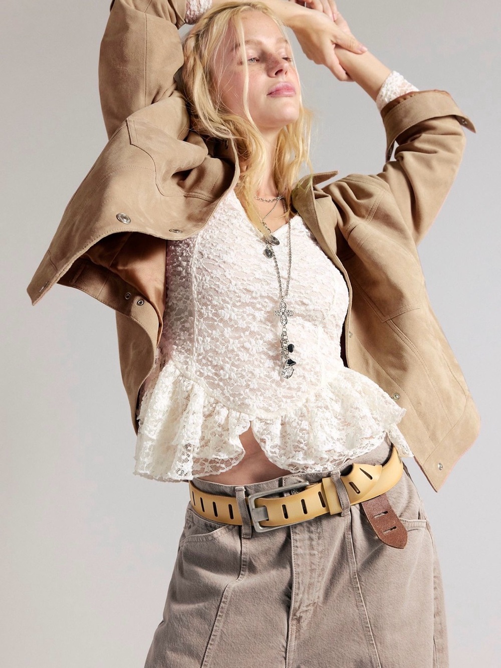 Free People Stella Lace Long Sleeve Top